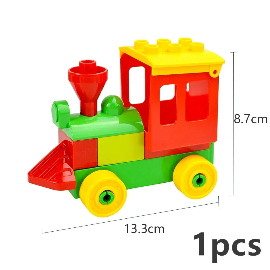 City View Large Building Bricks Wheel Bridge Big Size Track Bricks Train Straight Curved Switch Railway Compatible Duploes Toys
