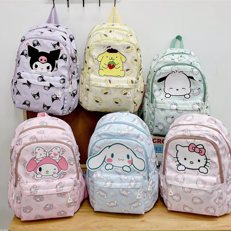 Sanrio Start Of School Season Backpack Anime Kuromi Cinnamoroll Student Bag Large Capacity Women Bag For Children Girls Gift ﻿