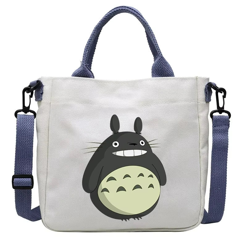 Cartoon Totoro Canvas Women Bag Boys Girl Simple Light Handbag Tote Bags Cute Cartoon Anime Crossbody Shoulder Packet Gift