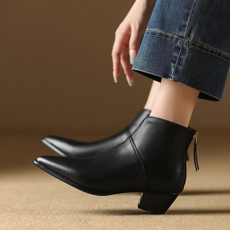 2024 New Autumn Winter Women Boots Fashion Pointed Toe Chelsea Boots for Women Ankle Boots Retro Ladies Women Shoes