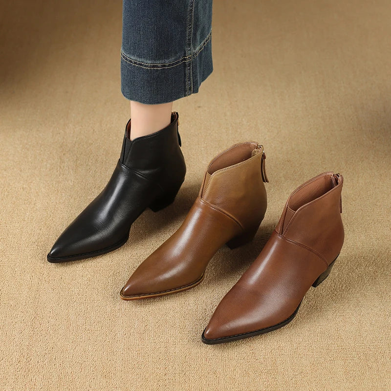 2024 New Autumn Winter Women Boots Fashion Pointed Toe Chelsea Boots for Women Ankle Boots Retro Ladies Women Shoes