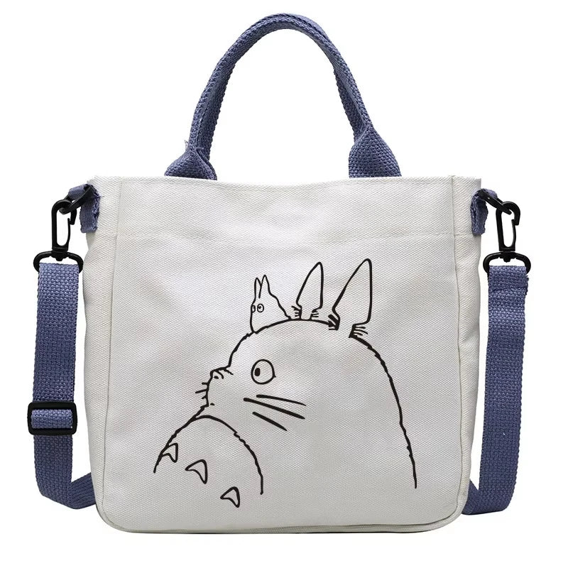 Cartoon Totoro Canvas Women Bag Boys Girl Simple Light Handbag Tote Bags Cute Cartoon Anime Crossbody Shoulder Packet Gift