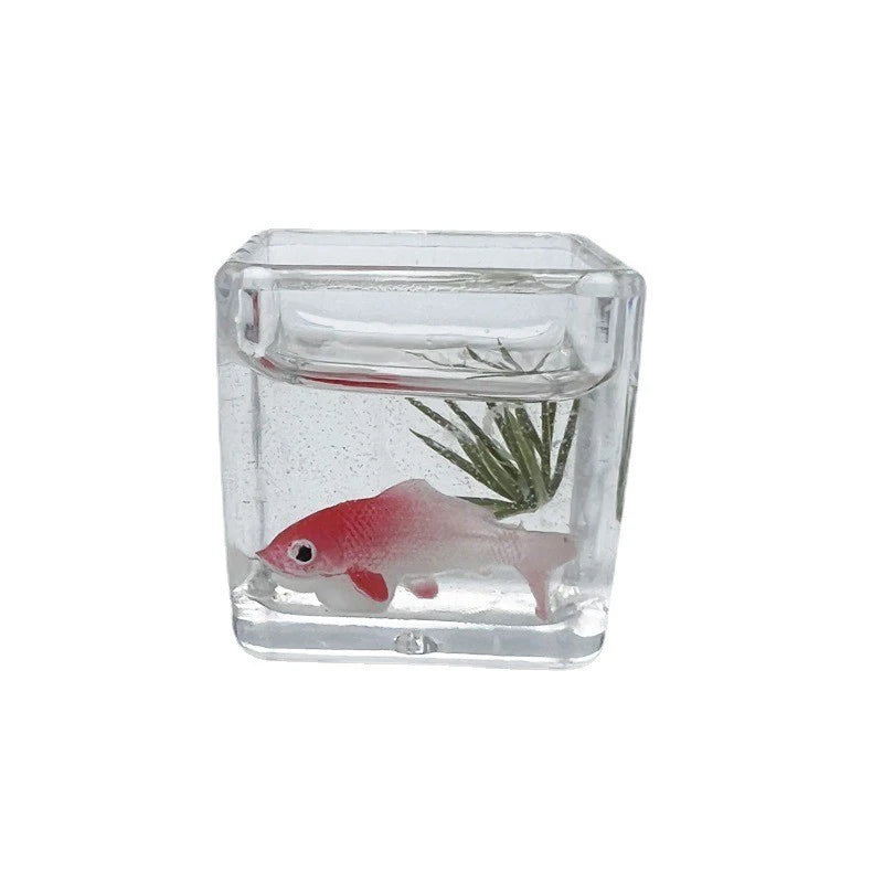 1:12 Miniature Model Mini Fish Tank Bowl Simulation Aquarium Scene Model For Home Desktop Ornament Dollhouse Toys Decoration