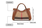 Small Size 30CM Elegant Women Bag Striped Canvas + Cowhide Top Handle Bag Women's Single Shoulder Crossbody Luxury Designer Bag