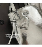 Korean Women Bag Silver Mini Small Square Bag Texture Vogue Versatile Shoulder Purses Crossbody Bag Lady Handbags