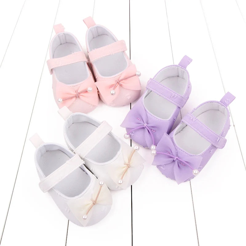 Baby Step Front Shoes Spring and Autumn New Style Girls' Baby Shoes with Korean-style Bowknots and Anti-slip Soft Soles BY2235