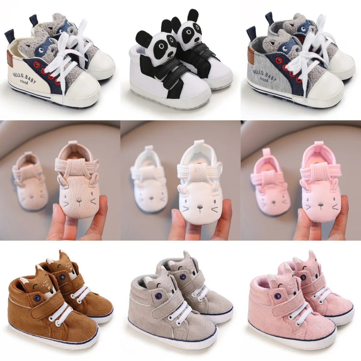 NEW Classic baby shoes for boys and girls cute animal casual flat shoes the first baby cotton non slip and warm walking shoes ﻿