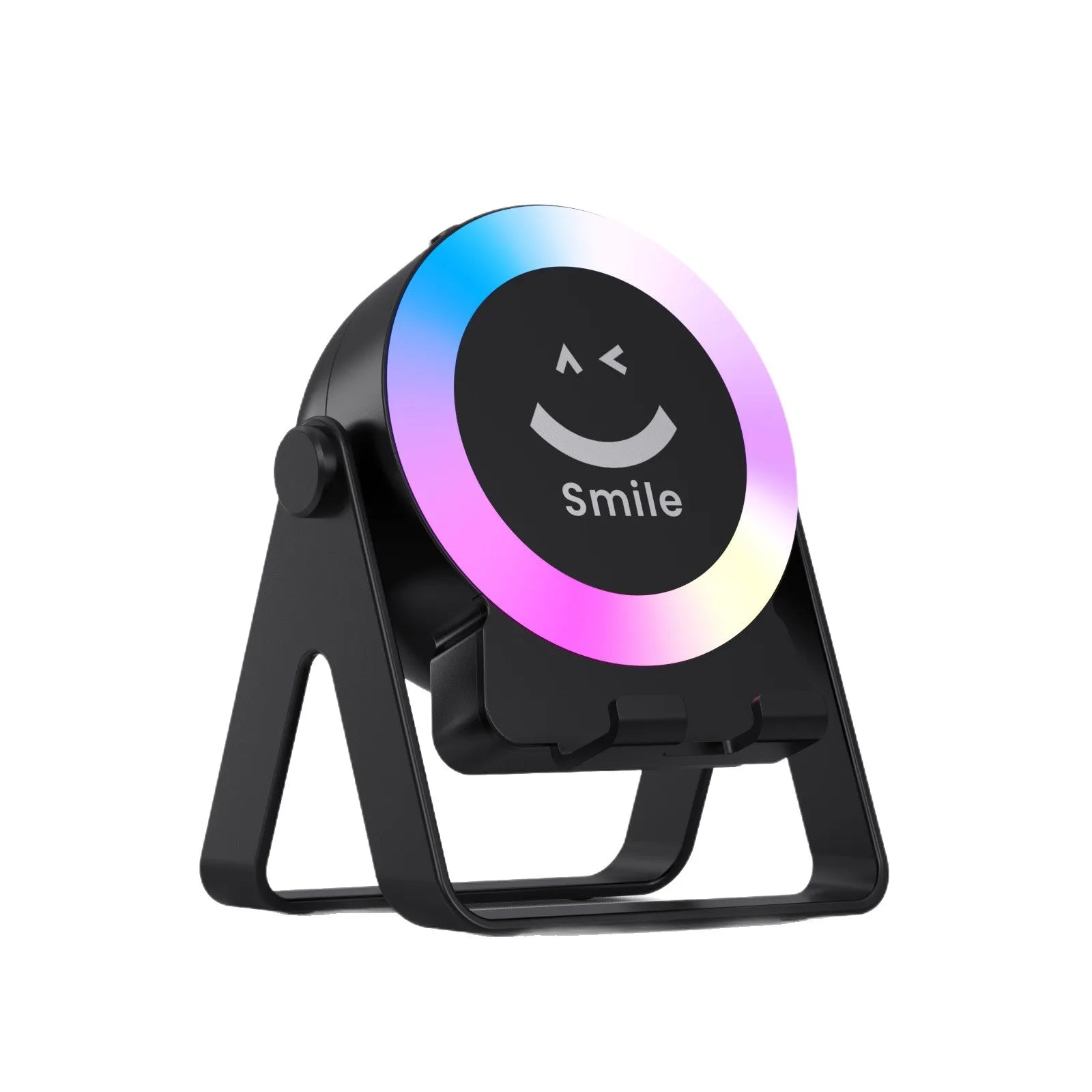 New Cell Phone Holder Stand With Bluetooth 4 IN 1 Wireless Induction Audio Speaker 360° Rotation Stand with LED