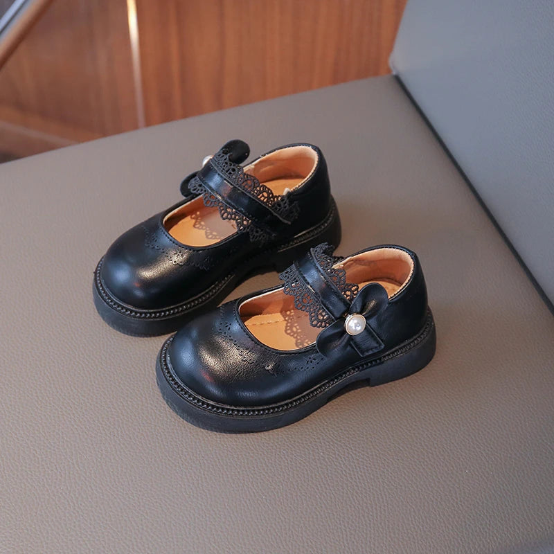 Girls Small Leather Shoes Size 23-36 Soft Bottom Leather Children's Single Shoes Beige Fashion Versatile Children's Baby Shoes