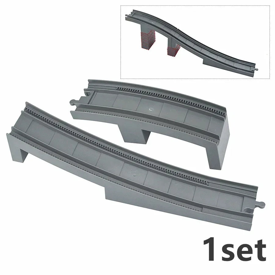 Big Size Track Bricks Train Straight Curved Switch Railway City View  Large Building Bricks Wheel Bridge Toys Compatible Duploes