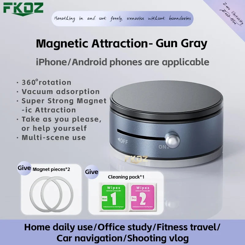 Super Magnetic Phone Stand 360° Rotating Desktop Car Holder Vacuum Adsorption Strong Magnetism Car Mount Phone Holder