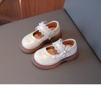 Girls Small Leather Shoes Size 23-36 Soft Bottom Leather Children's Single Shoes Beige Fashion Versatile Children's Baby Shoes