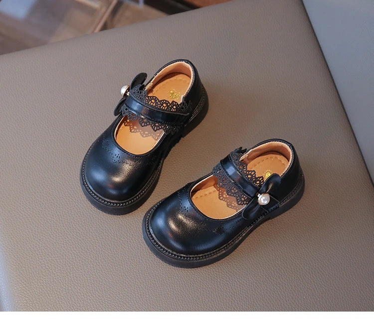 Girls Small Leather Shoes Size 23-36 Soft Bottom Leather Children's Single Shoes Beige Fashion Versatile Children's Baby Shoes
