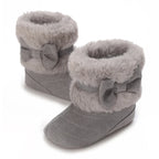 0-18M baby shoes Girls winter plush comfort snow boots cute bow cotton shoes baby soft soled non-slip toddler shoes