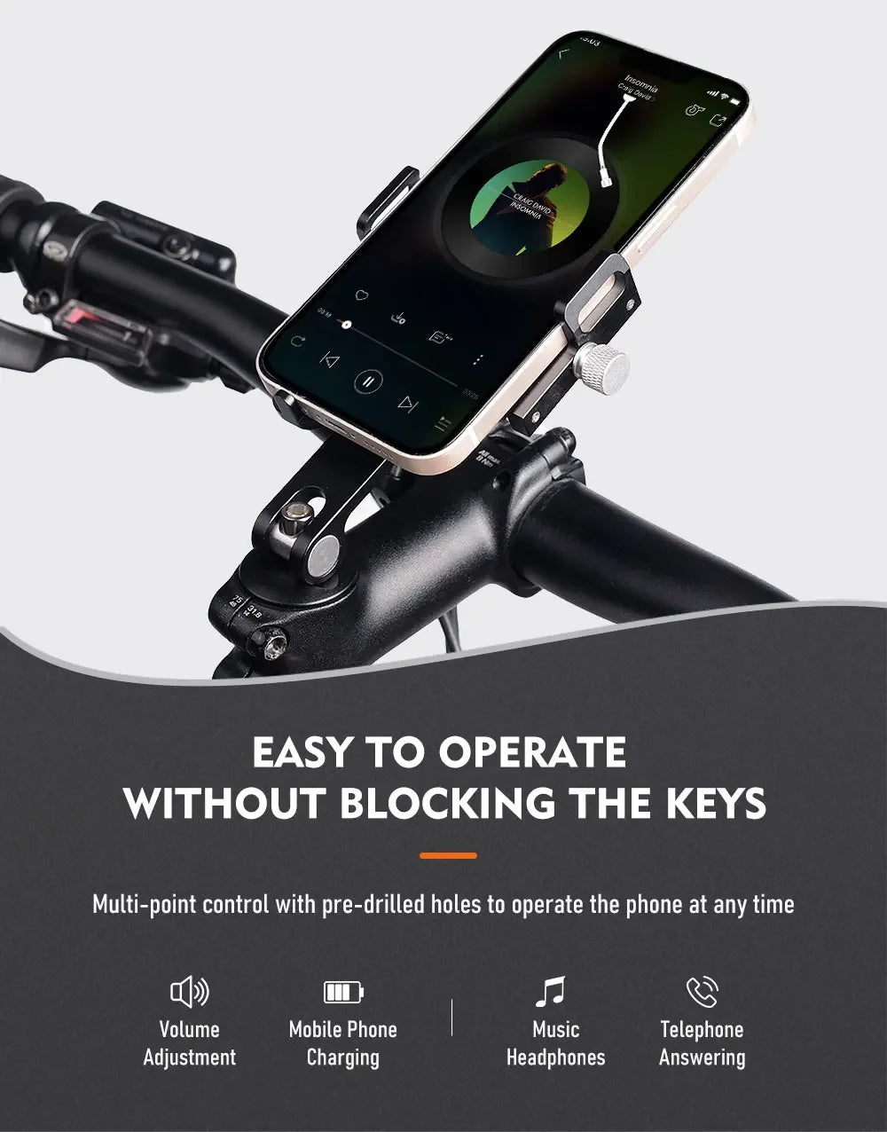ThinkRider MTB Phone Mount Stand Bicycle Holder 270° Rotatable Aluminum Adjustable Bike Phone Holder Non-slip