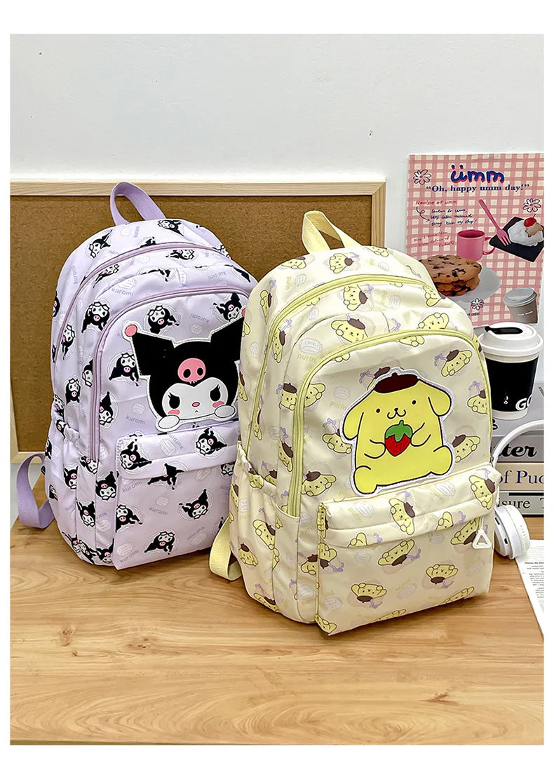 Sanrio Start Of School Season Backpack Anime Kuromi Cinnamoroll Student Bag Large Capacity Women Bag For Children Girls Gift ﻿