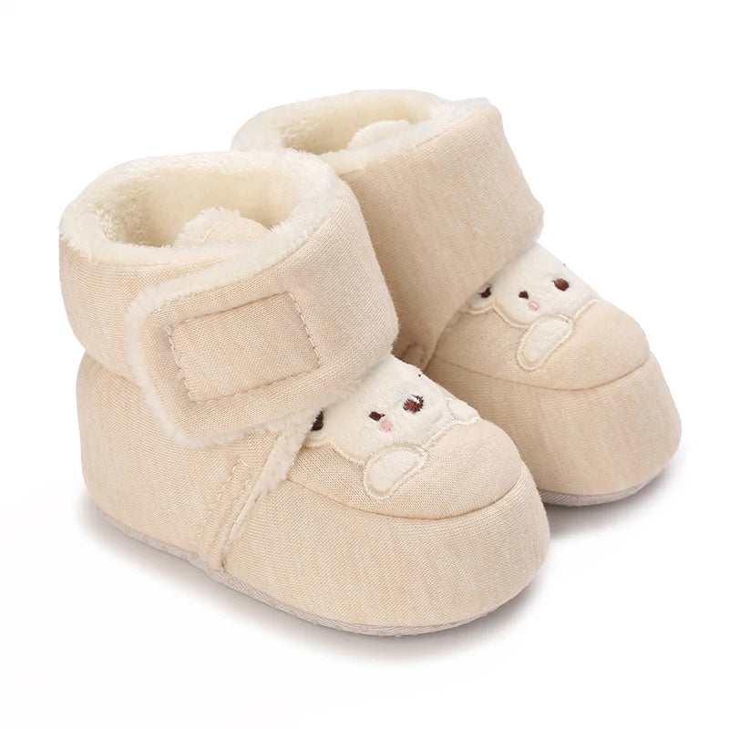 Cute Bear Baby Shoes Cartoon Soft Soled Snow Boots for Infant Boy Girl Autumn Winter Warm Thicken Plush Kids First Walkers 0-18M