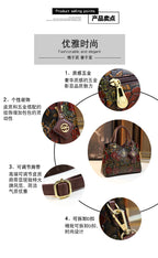 Light Luxury PU Leather Tote Bag Large Capacity Crossbody Women Bag Fashion Vintage Flower Pattern Purse and Handbag