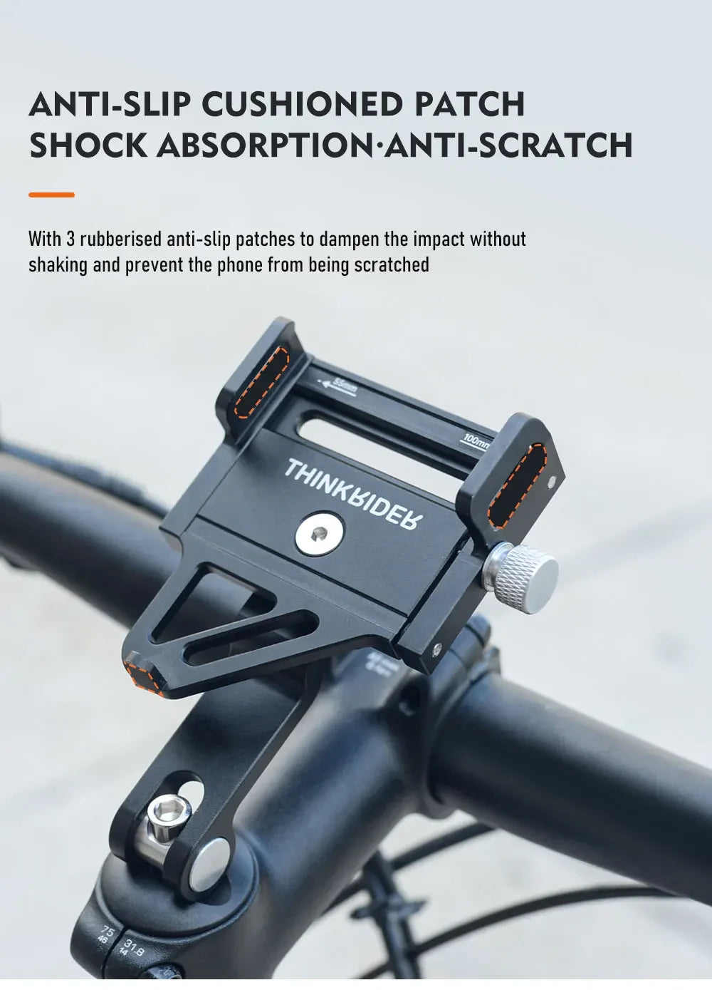 ThinkRider MTB Phone Mount Stand Bicycle Holder 270° Rotatable Aluminum Adjustable Bike Phone Holder Non-slip