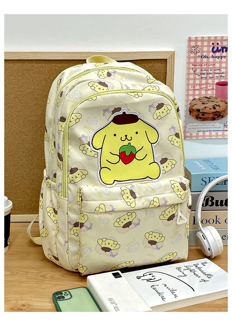 Sanrio Start Of School Season Backpack Anime Kuromi Cinnamoroll Student Bag Large Capacity Women Bag For Children Girls Gift ﻿