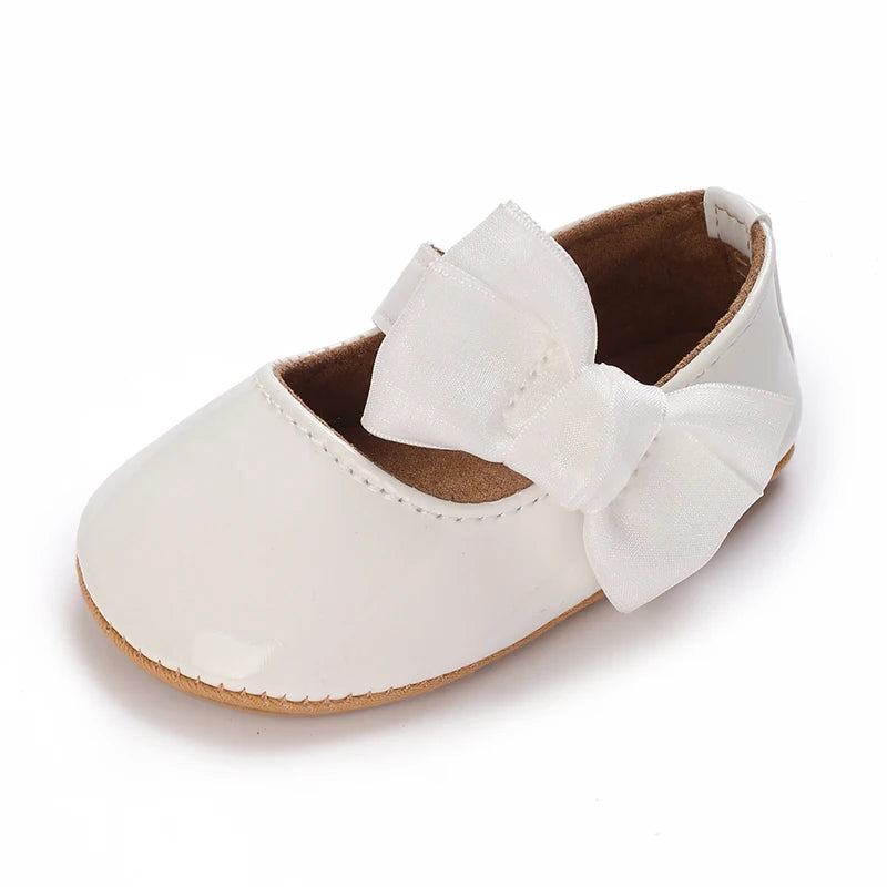 0-1 Year Old Baby Walking Shoes PU Leather Soft Sole Anti Slip Butterfly Bow Newborn Baby Shoes Breathable Anti Slip