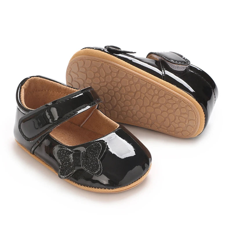 0-12 Months Baby Shoes PU Leather Shallow Mouth Single Shoe Bow Baby Walking Shoes Princess Shoes Baby Shoes