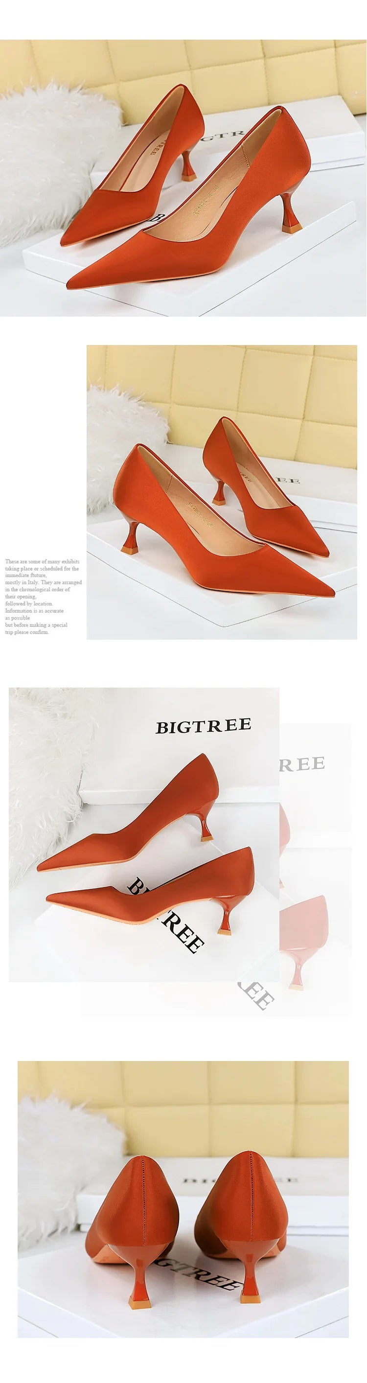 BIGTREE Shoes Kitten Heels 5.5 Cm Women Pumps Silks Satins Lady Heels Fashion Women Shoes Low Heel Female Shoes Large Size 43