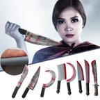 48.5cm/19.09in Plastics Fake Blood Knife Party Supplies Weapon Props Model Halloween Cosplay Funny Gift Collectible Outdoor Toys