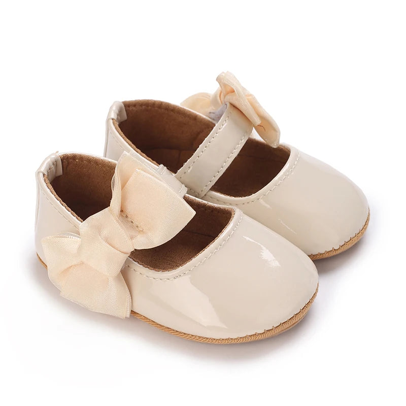 0-1 Year Old Baby Walking Shoes PU Leather Soft Sole Anti Slip Butterfly Bow Newborn Baby Shoes Breathable Anti Slip