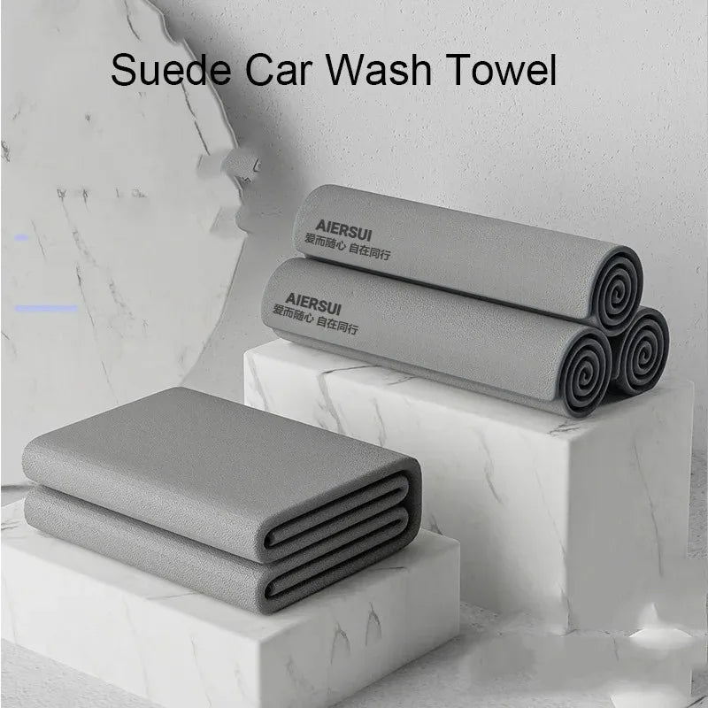 Car Wash Towel High Absorbency Automotive Interior Cleaning Cloth Suede/Coral Velour Double-Sided Material Lint-Free