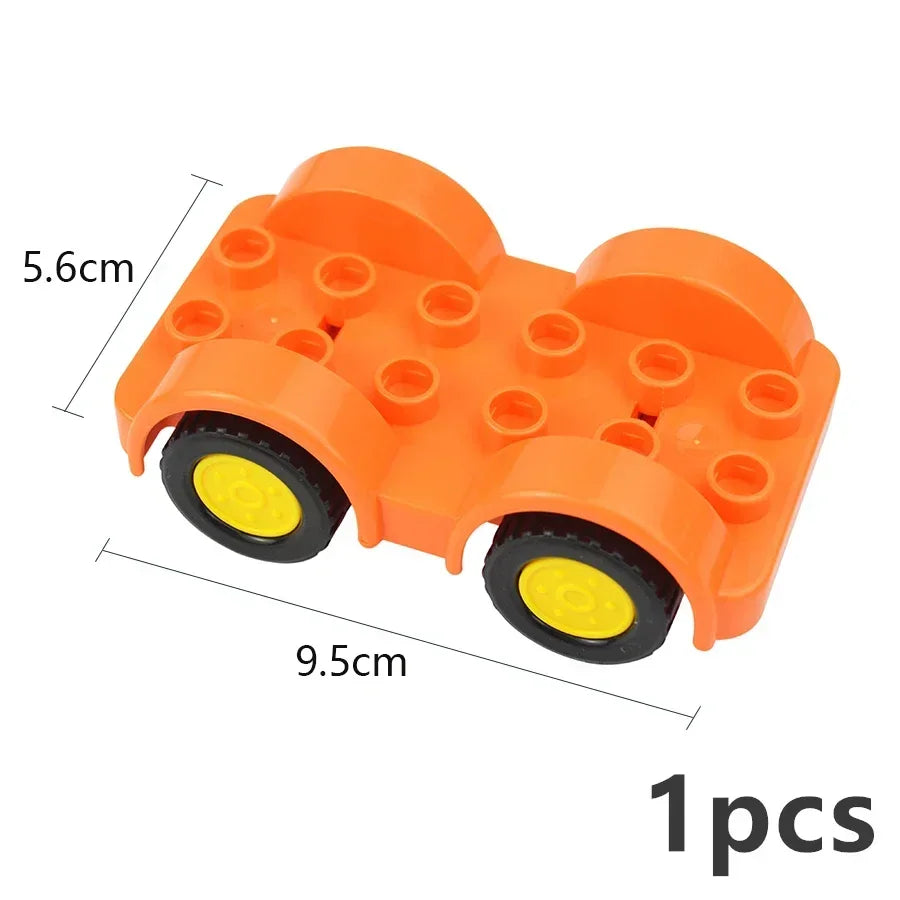 City View Large Building Bricks Wheel Bridge Big Size Track Bricks Train Straight Curved Switch Railway Compatible Duploes Toys