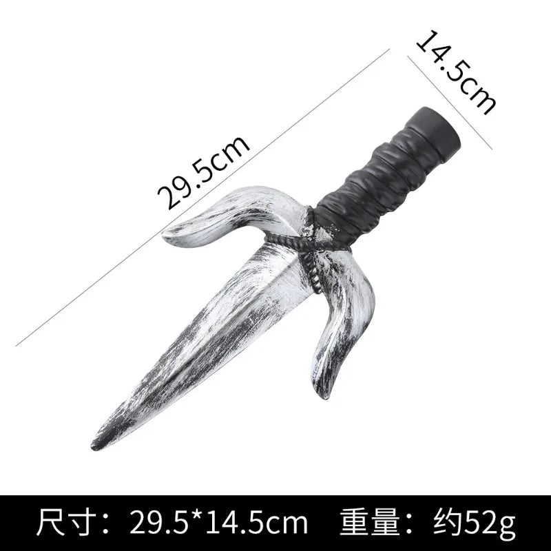 48.5cm/19.09in Plastics Fake Blood Knife Party Supplies Weapon Props Model Halloween Cosplay Funny Gift Collectible Outdoor Toys