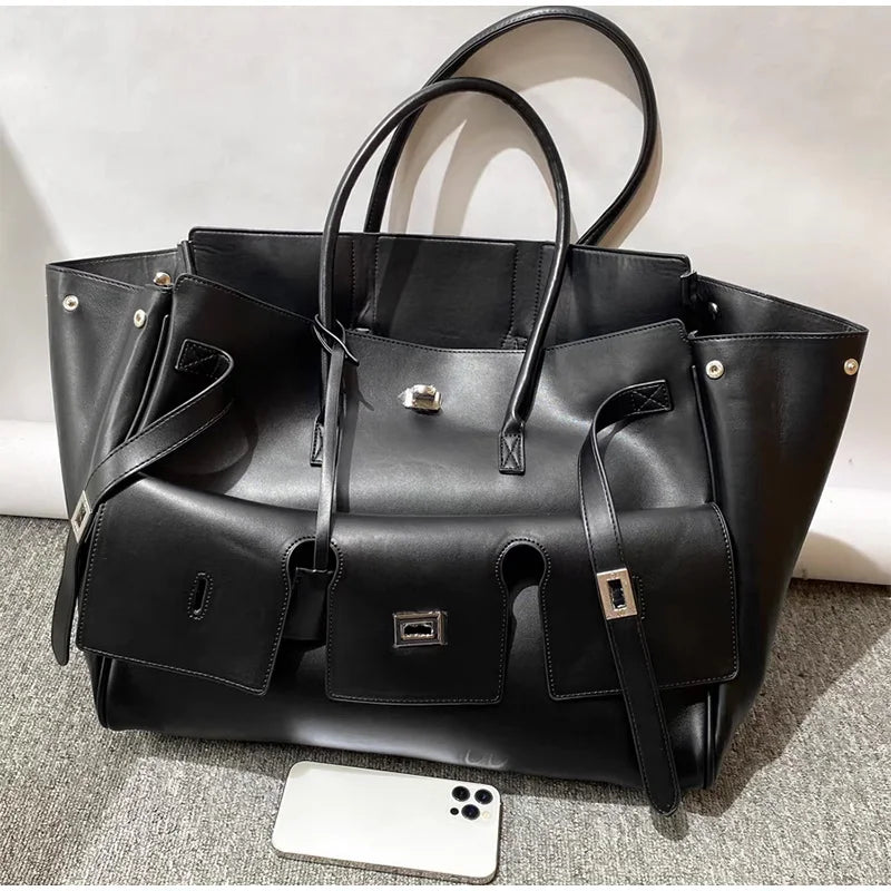 Brand Tote Bag Rodeo Lock Design Women Bag High-quality Soft Pu Leather Handbag Large-capacity Storage Bag Commuter Shoulder Bag
