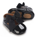 Baby Shoes Bowknot Rubber Sole Anti-slip PU Ballet Slippers Baby Girl Dress Shoes First Walker Toddler Crib Shoes