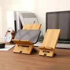 VIKEFON Desktop Bamboo Phone Holder Practical Wooden Smartphone Charging Stand Creative Lazy Multi-functional Stand
