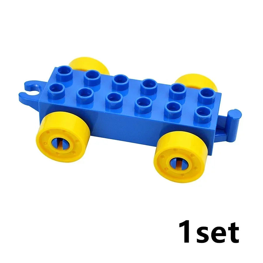 City View Large Building Bricks Wheel Bridge Big Size Track Bricks Train Straight Curved Switch Railway Compatible Duploes Toys