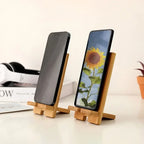 VIKEFON Desktop Bamboo Phone Holder Practical Wooden Smartphone Charging Stand Creative Lazy Multi-functional Stand