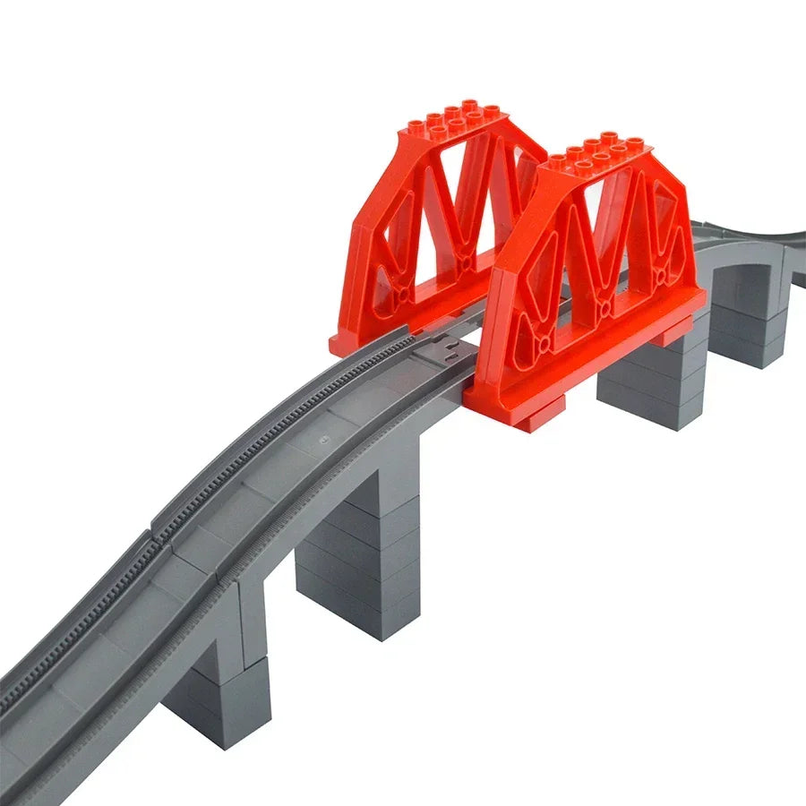 City View Large Building Bricks Wheel Bridge Big Size Track Bricks Train Straight Curved Switch Railway Compatible Duploes Toys
