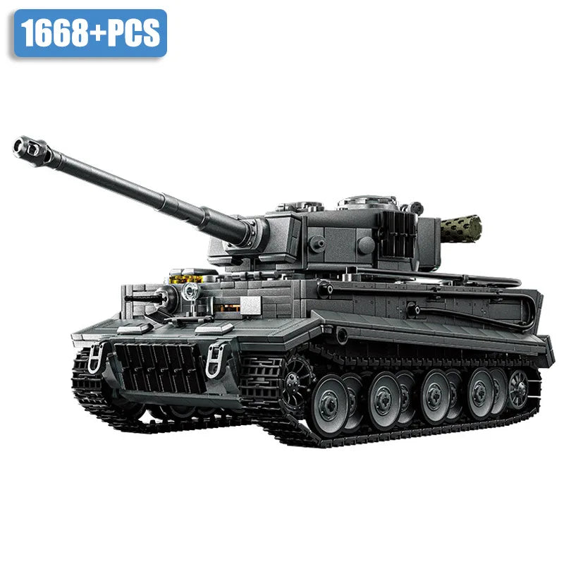 WW2 Military 1/28 Scale Franz Staudegger Tiger Heavy Tank Building Blocks Set War World 2 Tiger Tanks Model Toys For Boys Gifts