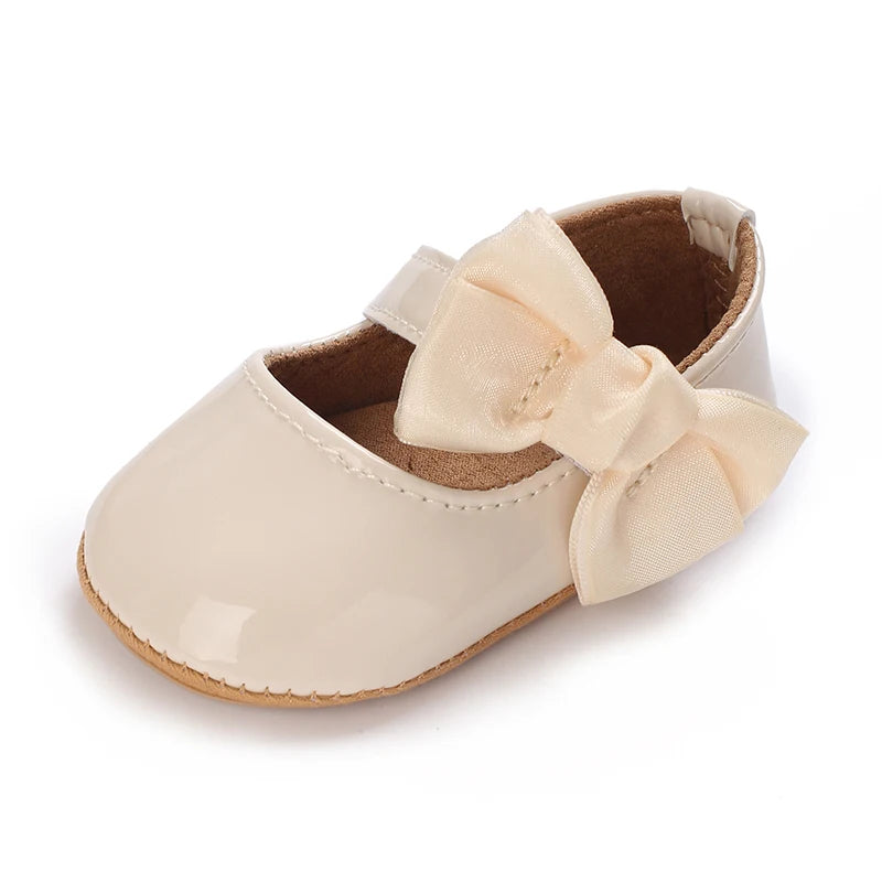 0-1 Year Old Baby Walking Shoes PU Leather Soft Sole Anti Slip Butterfly Bow Newborn Baby Shoes Breathable Anti Slip