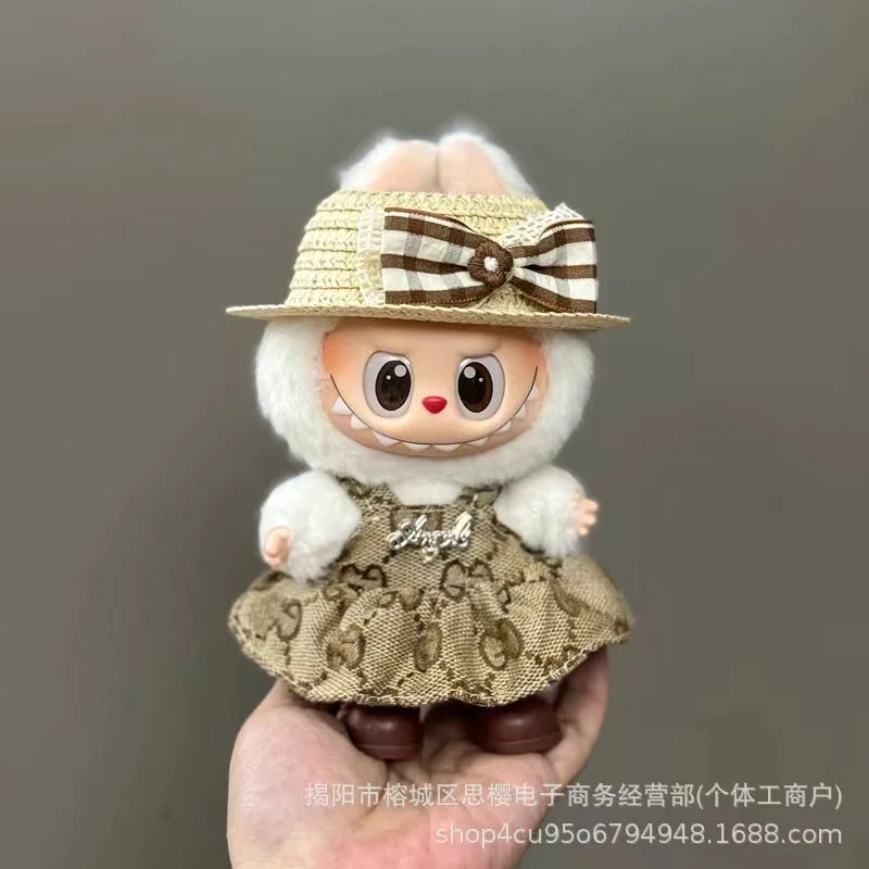 Only clothes are suitable for LABUBU,LABUBU, baby clothes, 17 cm pendants, plush toys, fashion clothes, suits and skirts.