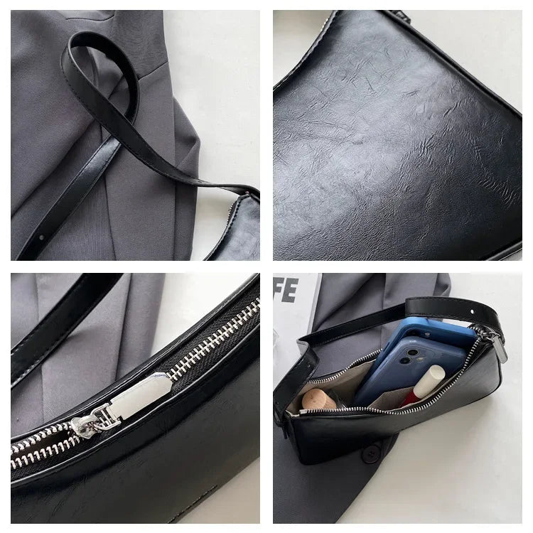 Small Cute Underarm Shoulder Bags for Women 2024 Trend Design Leather Handbags and Purses Y2K Silver Red Hand Bag Women Bag