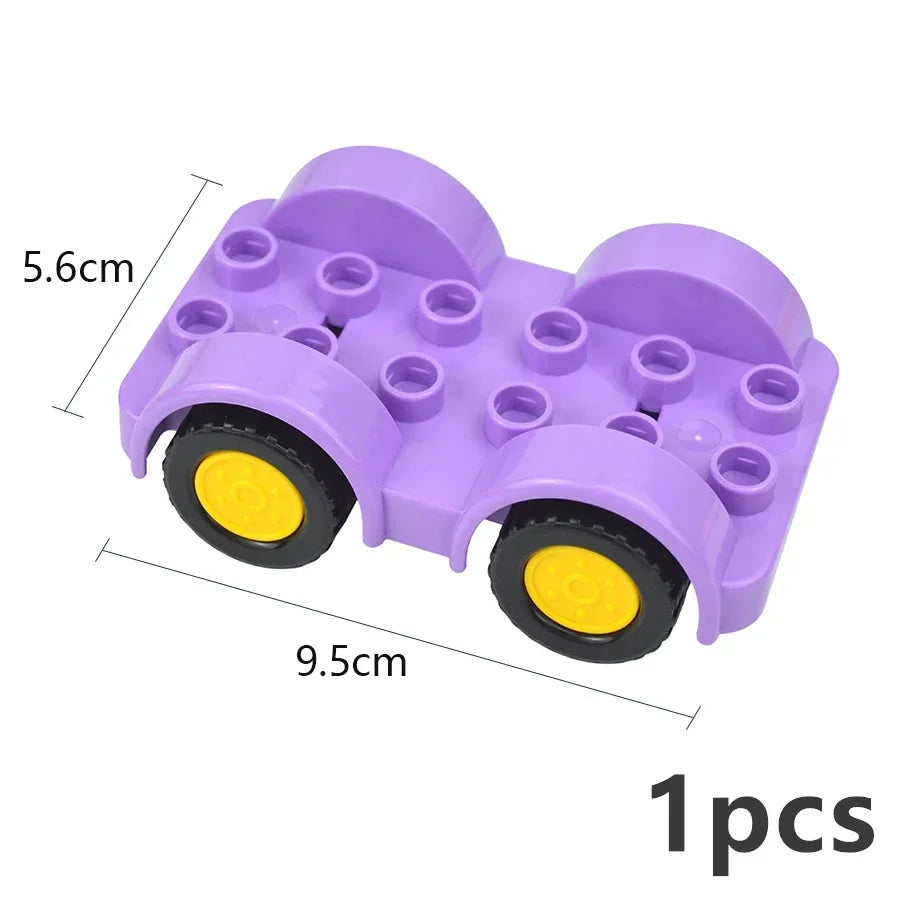 Big Size Track Bricks Train Straight Curved Switch Railway City View  Large Building Bricks Wheel Bridge Toys Compatible Duploes