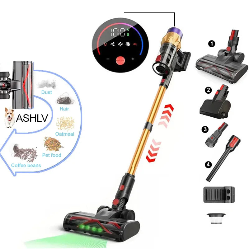 550W Cordless Vacuum Cleaner 45000Pa,Stick Vacuum with Touch Display,Removable Battery,Handheld Dust Cleaners For Home Clean