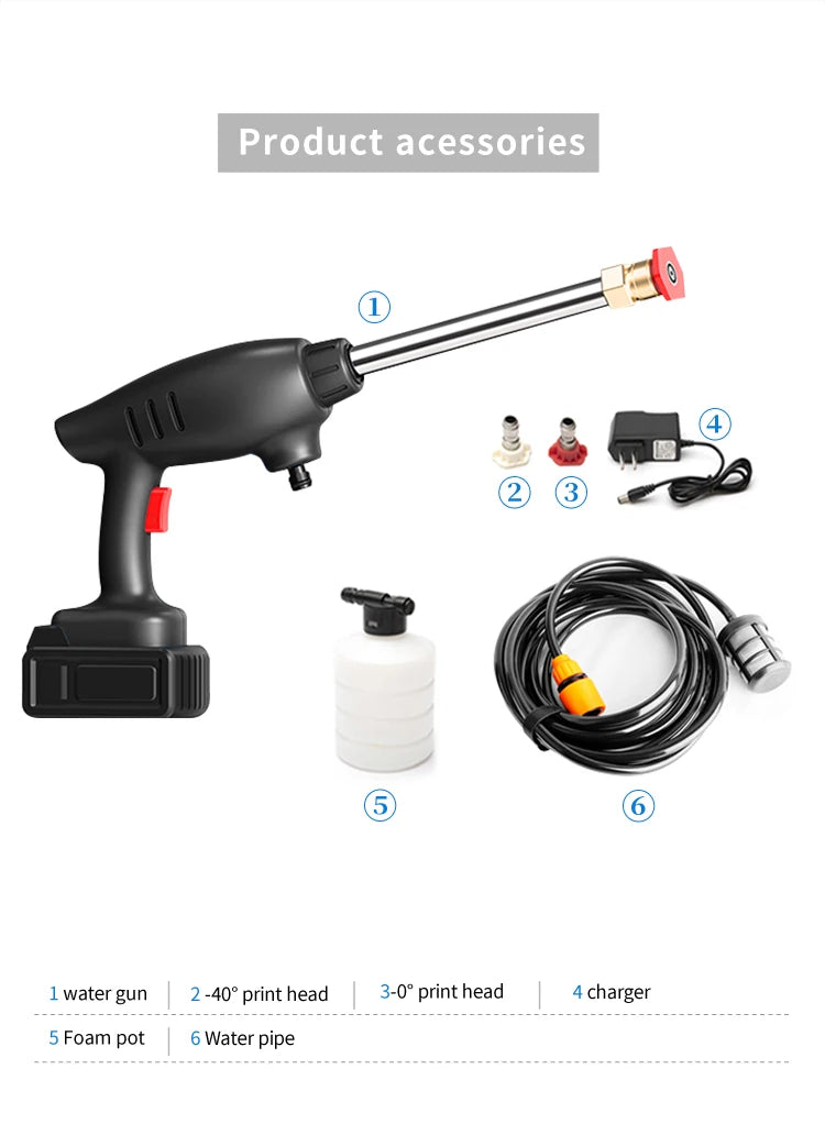 Car Wash Machine 24V Cordless Power High Pressure Wireless Water Spray Electric Portable Jet Water Gun Car Washer Gun Machine