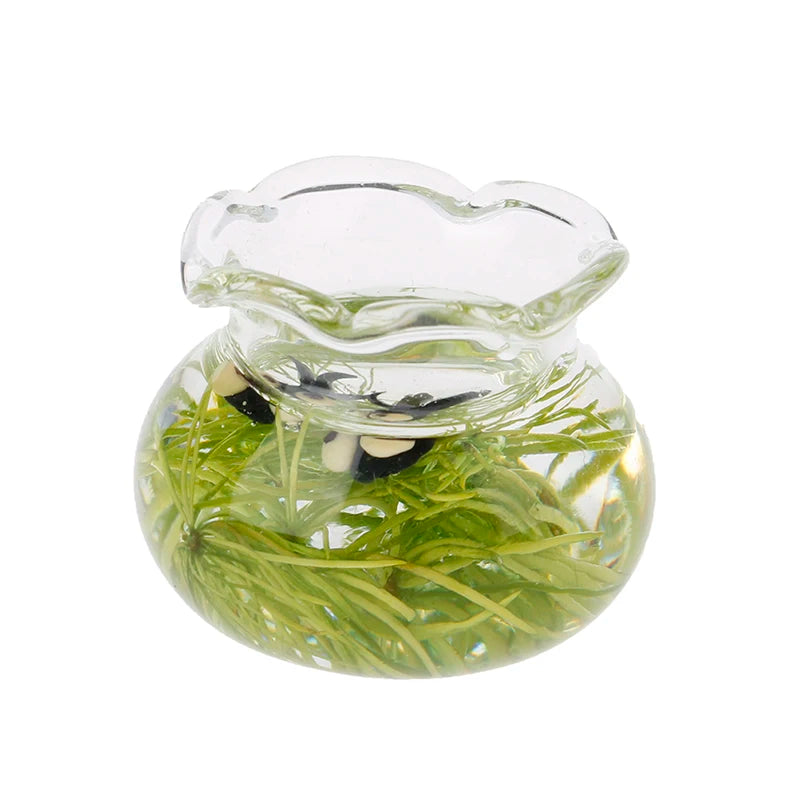 1:12 Miniature Model Mini Fish Tank Bowl Simulation Aquarium Scene Model For Home Desktop Ornament Dollhouse Toys Decoration
