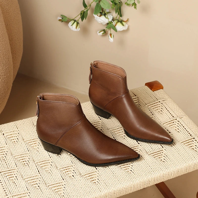 2024 New Autumn Winter Women Boots Fashion Pointed Toe Chelsea Boots for Women Ankle Boots Retro Ladies Women Shoes