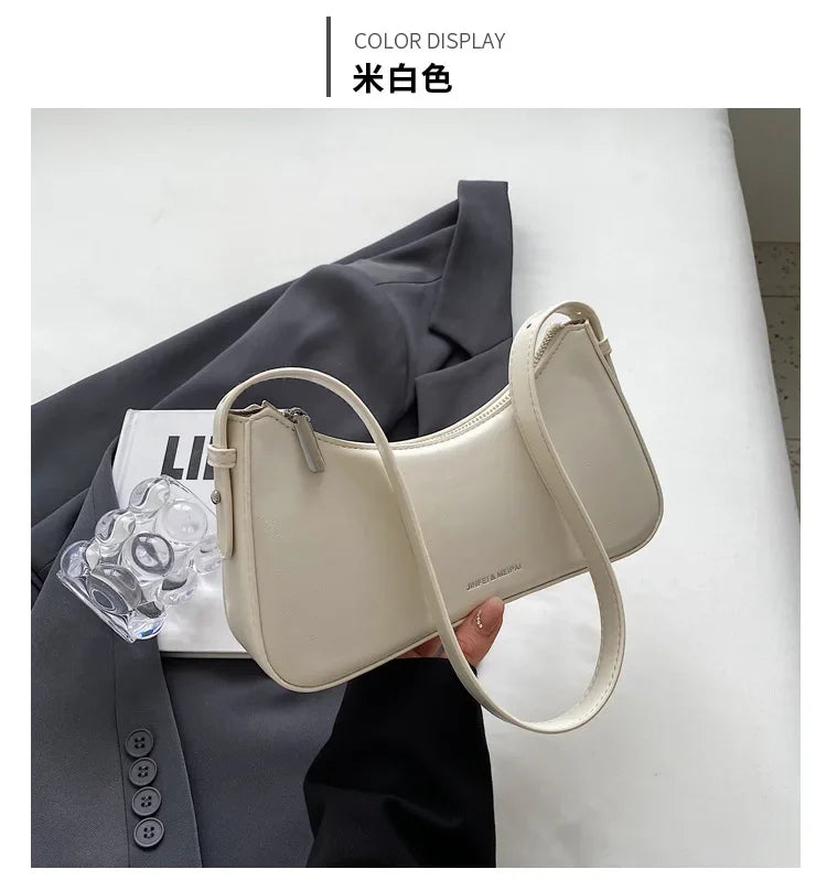 Small Cute Underarm Shoulder Bags for Women 2024 Trend Design Leather Handbags and Purses Y2K Silver Red Hand Bag Women Bag