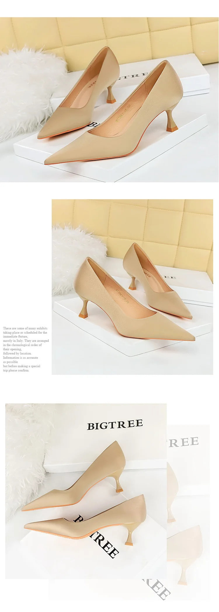 BIGTREE Shoes Kitten Heels 5.5 Cm Women Pumps Silks Satins Lady Heels Fashion Women Shoes Low Heel Female Shoes Large Size 43