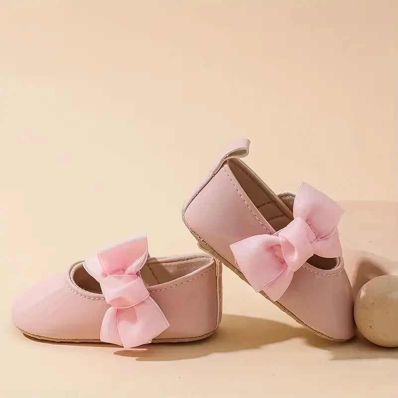 0-1 Year Old Baby Walking Shoes PU Leather Soft Sole Anti Slip Butterfly Bow Newborn Baby Shoes Breathable Anti Slip